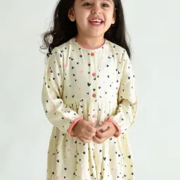 Campana Kids White & Navy Printed Dress-image-8
