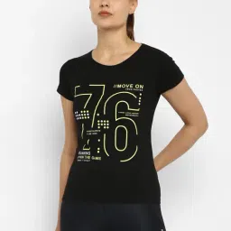 Appulse Black Cotton Graphic Print T-Shirt-image-81