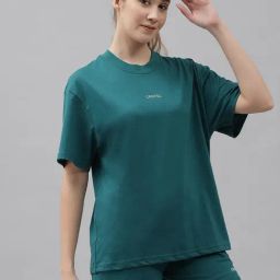 GRIFFEL Green Cotton Oversized T-Shirt With Shorts-picture-36