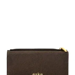 Eske Dark Brown Textured Leather Bi-Fold Wallet for Women-picture-14