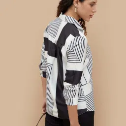 Code by Lifestyle White & Black Printed Shirt image 2