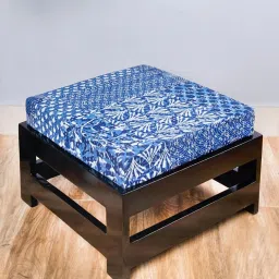 Ikiriya Amber Indigo Sheesham Wood Foot Stools in Extra Dark Mahogany Finish image 2