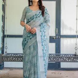 all about you Women Floral Zari Pure Linen Saree-picture-18
