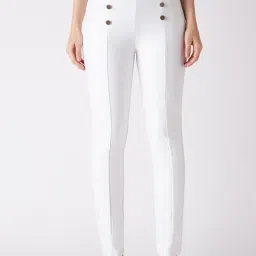 Globus White Blended Solid Treggings-image-65