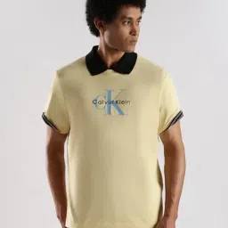 Calvin Klein Jeans Yellow Cotton Comfort Fit Logo Printed Polo T-Shirt-picture-36