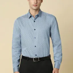 Allen Solly Blue Cotton Slim Fit Printed Shirts-picture-24