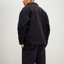The Bear House Black Regular Fit Denim Jacket image 2