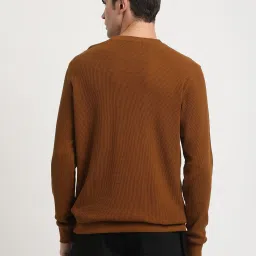 The Bear House Brown Cotton Regular Fit Texture Sweatshirt image 2