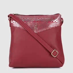 Baggit Women Red Geometric Printed Structured Sling Bag image 1