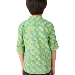 Fabindia Kids Green Printed Full Sleeves Kurta image 2