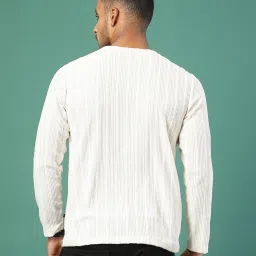 Rigo Off White Slim Fit Solid Knit T-Shirt image 2