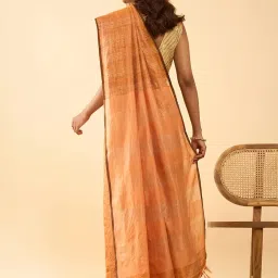 Taneira Orange Woven Saree With Unstitched Blouse image 2