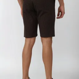 Peter England Brown Regular Fit Checks Shorts image 2