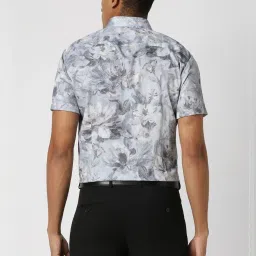 Van Heusen Grey Cotton Slim Fit Printed Shirt image 2