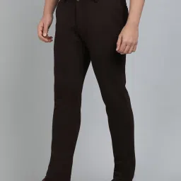 JB Studio Coffee Brown Blended Slim Fit Solid Trouser image 2