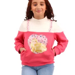 Cutecumber Girls Coralpink Embellished Sweatshirt-image-35