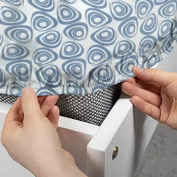 KLOTTHE Blue Geometric 300 TC King Bedsheet with 2 Pillow Covers image 5