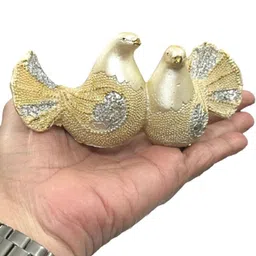 numeroastro Yellow Love Birds Ducks Showpiece image 3