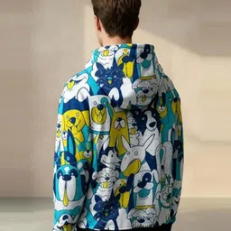 SQUIREHOOD Men Printed Hooded Sweatshirt image 2
