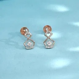 P.N.Gadgil Jewellers 14k (585) Yellow Gold Orbit Radiance Stud Earrings-image-60