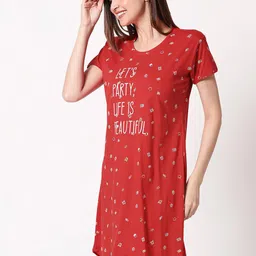Zeyo Conversational Printed Pure Cotton Nightdress image 4