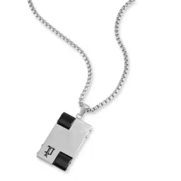 Police Silver Ceramica II Cube Tag Chain Necklace image 2