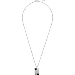 Police Silver Ceramica II Cube Tag Chain Necklace image 4