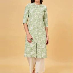 Rangmanch by Pantaloons Green Cotton Printed A Line Kurta-picture-34