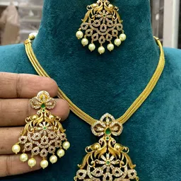 Anouk Gold-Plated Cubic Zirconia-Studded & Beaded Jewellery Set image 3