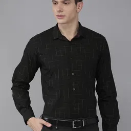van heusen V Dot Men Black Slim Fit Printed Formal Shirt image 4