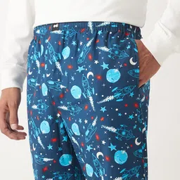 Bewakoof Men's Blue All Over Printed Pyjamas image 2