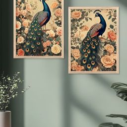 Kotart Green & Blue 2 Pieces Birds Wooden Painting Wall Art-picture-8