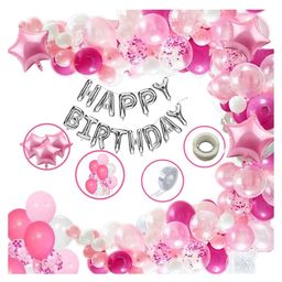 Bubble Trouble Foil Happy Birthday Balloon Decoration Kit Pink - Pack of 108-picture-40