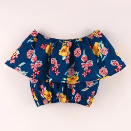 Under Fourteen Only Sleeveless Floral Printed Top - Navy Blue-picture-11