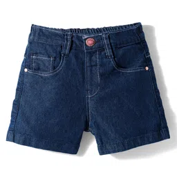Babyhug Denim Mid Thigh Washed Shorts With Stretch - Navy Blue-picture-17