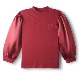 Pine Kids Cotton Knit Full Sleeves Solid Color Top - Dark Red-picture-9