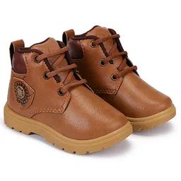 BERSACHE Solid Lace Up Boots - Brown image 1