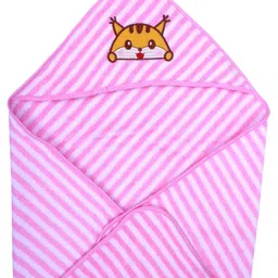 JARS Collections Super Soft and Comfortable Microfibre Hooded Baby Wrapper - Pink & Blue image 2