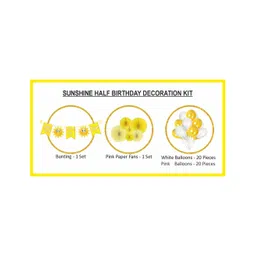 Untumble Yellow Its My Half Birthday Decorations Paperfan Kit - Pack of 47 image 2