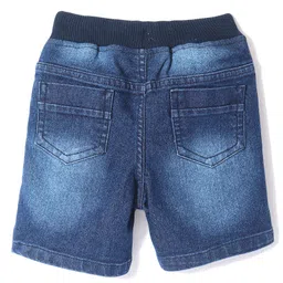 Babyhug Mid Thigh Length Denim Washed  Shorts with Stretch - Blue image 2