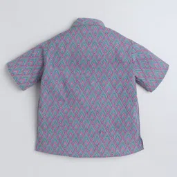 BAATCHEET Cotton Half Sleeves Abstract Printed Kurta Style Shirt - Multi Colour image 3