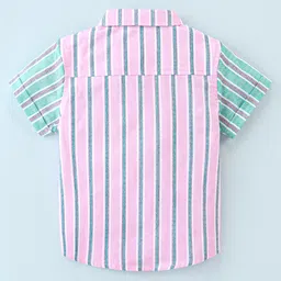 ToffyHouse 100% Woven Cotton Half Sleeves Yarn Dyed Striped Shirt & Shorts Set with Quirky Suspender & Bow Tie - Multicolour image 3