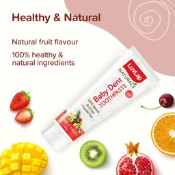 luv lap LuvLap Naturals 100% Natural Baby Toothpaste, 50g, Bubble Fruit Flavour, SLS & Fluoride Free, 12M+, White image 4