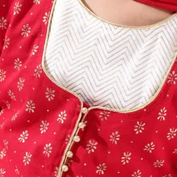 Earthy Touch Knit Three Fourth Sleeves Choli and Lehenga Set with Dupatta - Red image 4