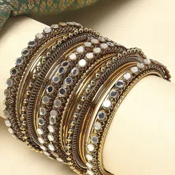 Anouk Set Of 14 Gold-Toned Mirror-Studded Bangles-picture-15