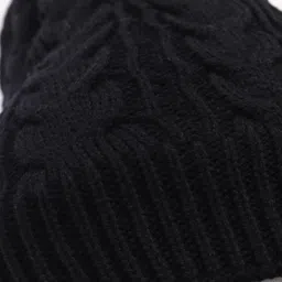 Pine Kids Knitted Solid Woollen Cap & Muffler Black - Diameter 18 cm image 5
