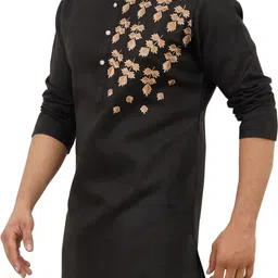 tibra collection Men Embroidered Cotton Blend Straight Kurta image 3