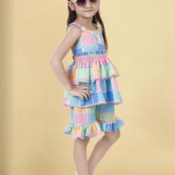 KAARIGARI Girls Colourblocked Top with Shorts image 4