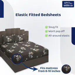gadda co Cotton King Fitted (Elastic) 250 TC Printed Bedsheet image 3
