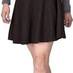 woo thing Women's/Girl's Classic Versatile Stretchy Flared High Waist All Time Trendy Plain Mini Skirt Skater image 3